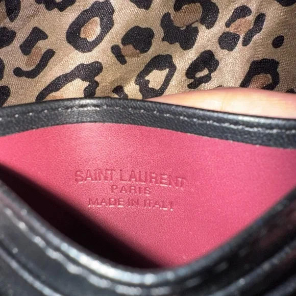 Yves Saint Laurent Black Card Holder with Gold Logo - Picture 3 of 4